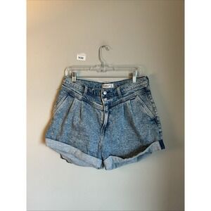 Abercrombie & Fitch Women's Acid Wash Mom Denim Shorts 31/12 Cuffed 5-Pocket